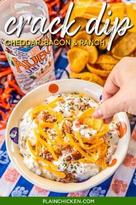 Ranch bowl with cheddar cheese, bacon and crack