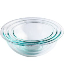 Mixing bowls on white background.