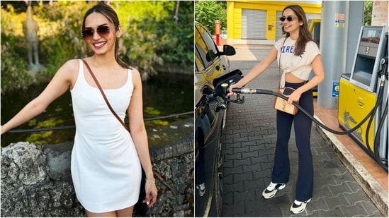 Manushi Chillar’s ​​vacation looks are pure sartorial goals. She stuns in a white mini dress in one outfit and sports a crop top with jeans in another. Accessorized with a brown crossbody bag and sunglasses, she effortlessly embodies vacation chic style. (Instagram/@manushi_chhillar)