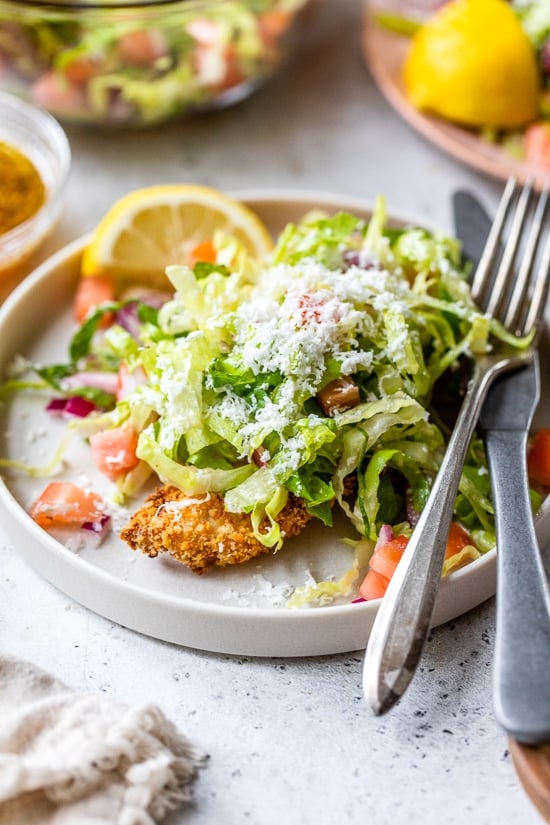 Chicken Milanese with Mediterranean Salad