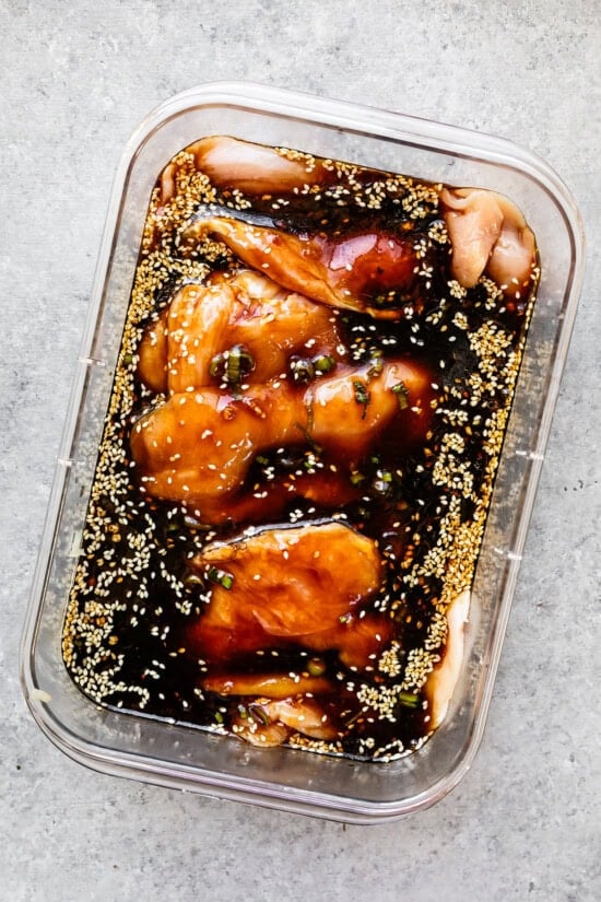 Marinate the chicken in Asian marinade