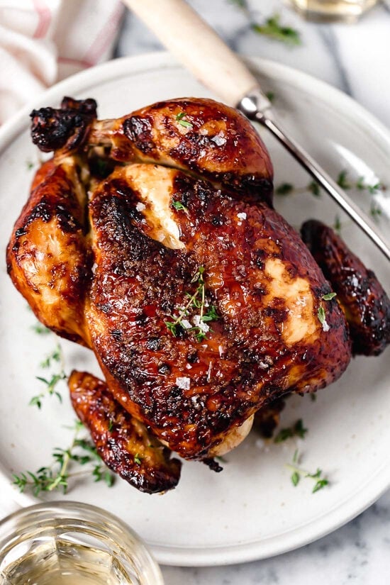 This Air Fryer Buttermilk Marinated Whole Roast Chicken is incredibly juicy and delicious, and it's so easy to make - just 3 ingredients!