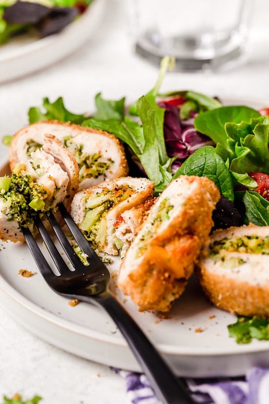 Chicken stuffed with broccoli and cheese