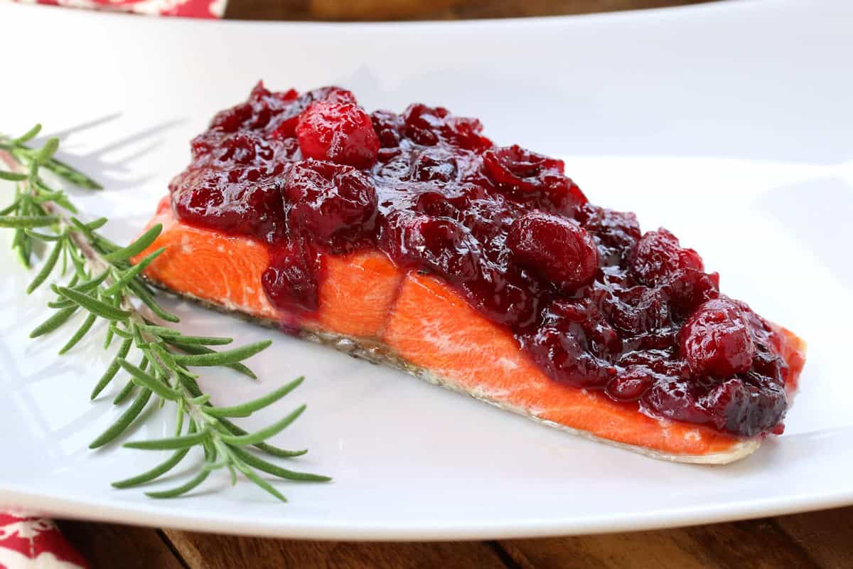 Cranberry Salmon Recipe - Easy, Quick, Mustard Glazed, Holiday Baked, Grilled, Pan Fried, Vacuum Fried