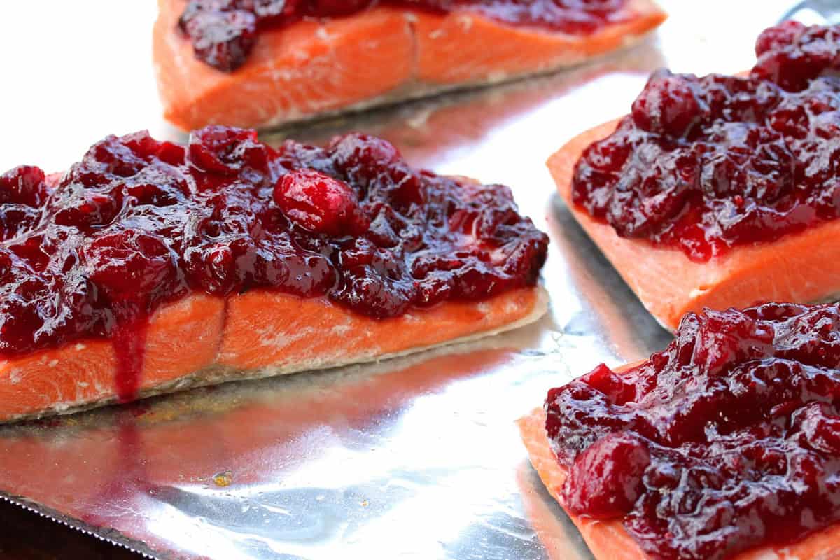 Cranberry Salmon Recipe - Easy, Quick, Mustard Glazed, Holiday Baked, Grilled, Pan Fried, Vacuum Fried