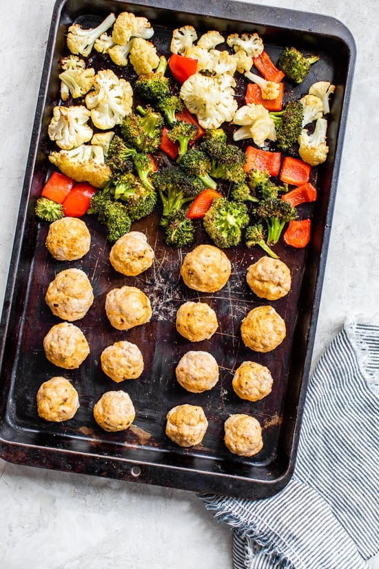 Meatballs and vegetables in a pan