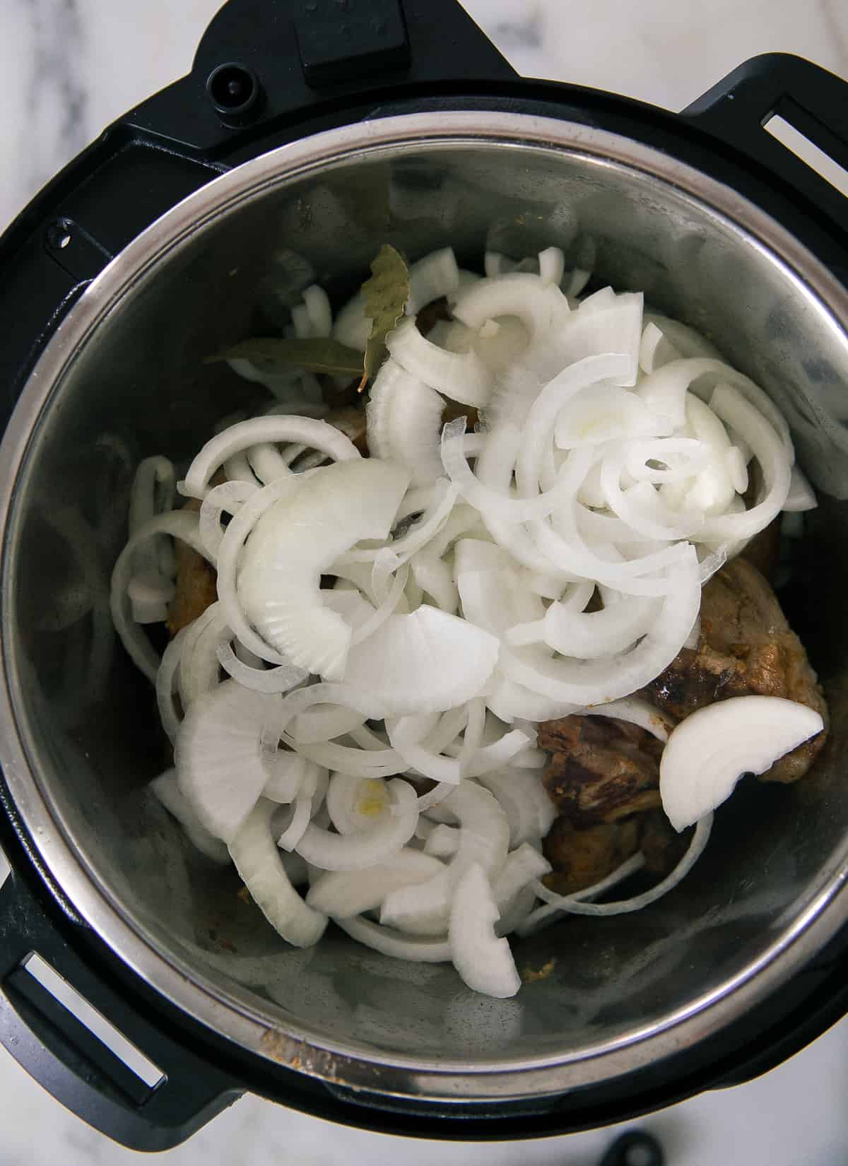 Instant Pot Pork Shoulder and Onions.