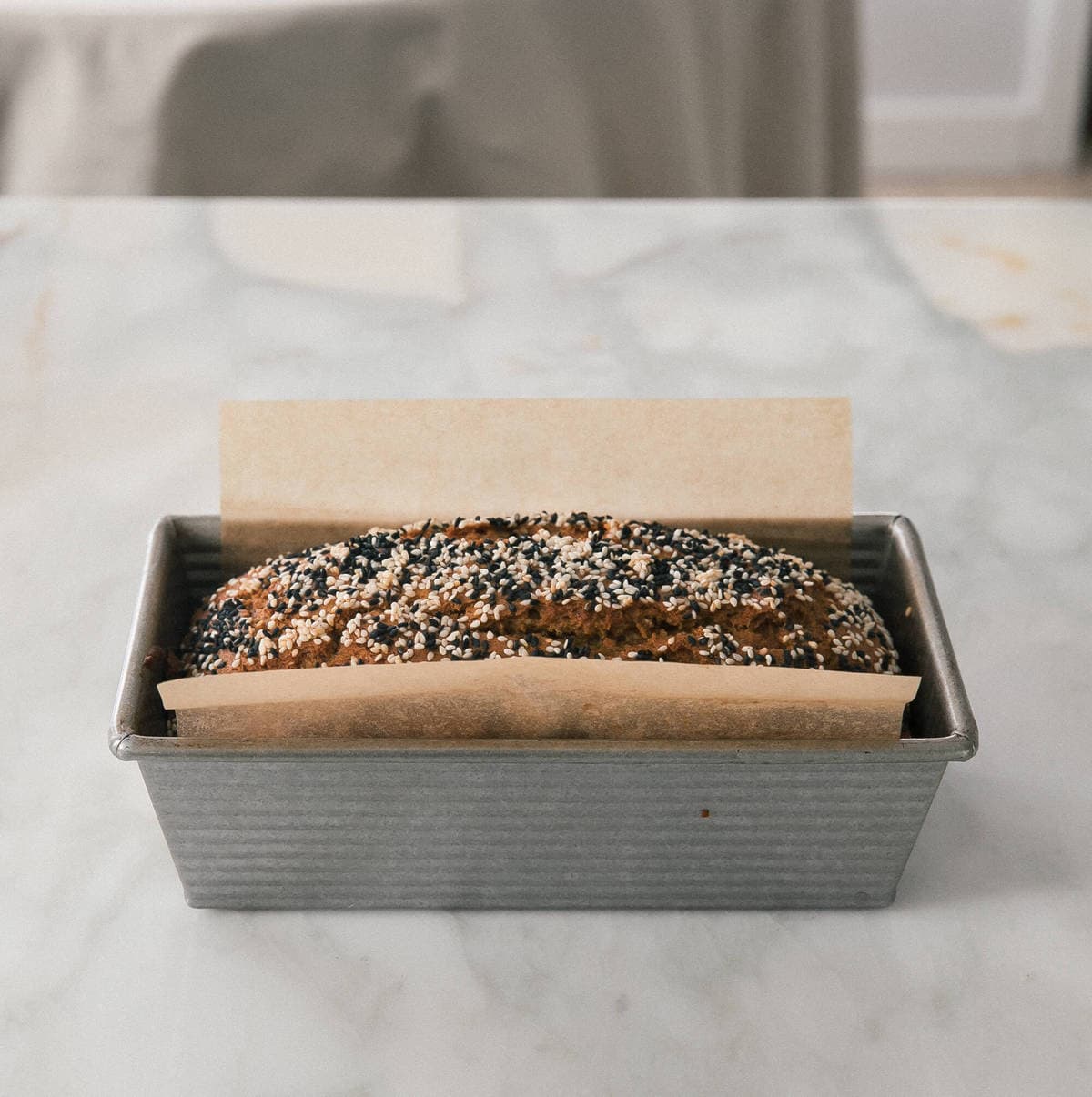 Place the bread in a baking pan.