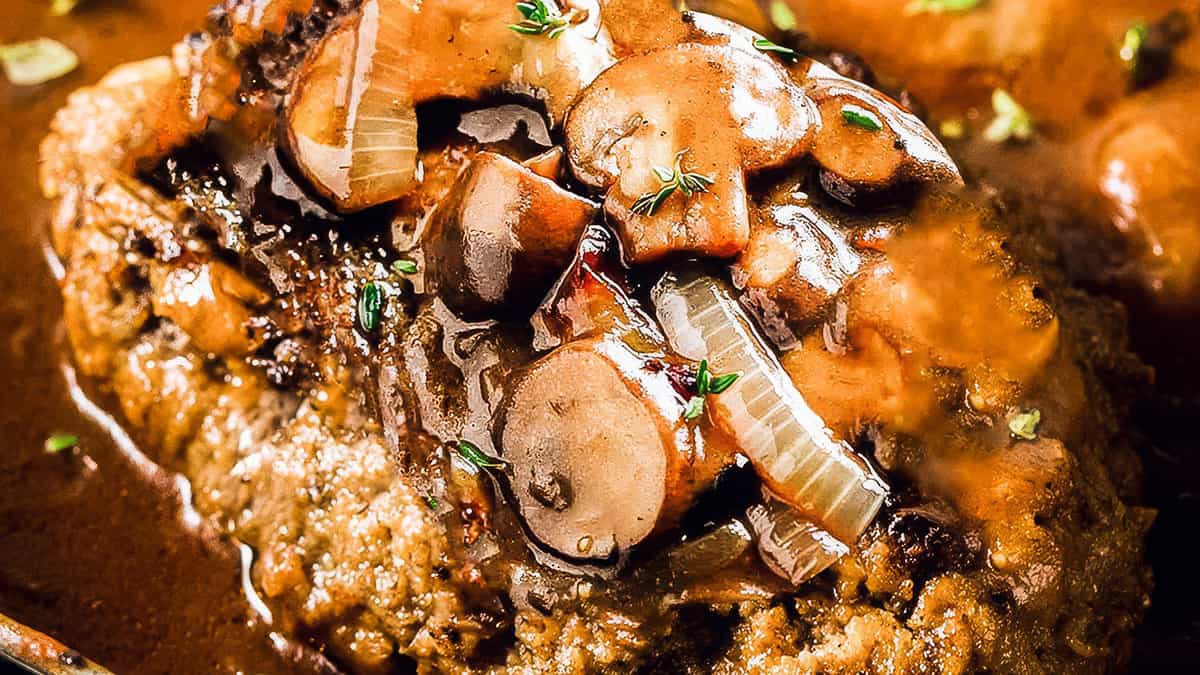 Salisbury steaks in mushroom sauce.