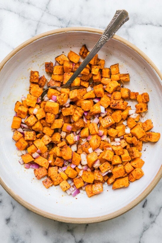 Roast the sweet potatoes.