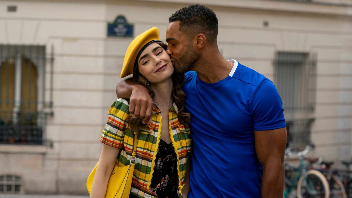 Lily Collins as Emily and Lucien Laviscount as Alfie