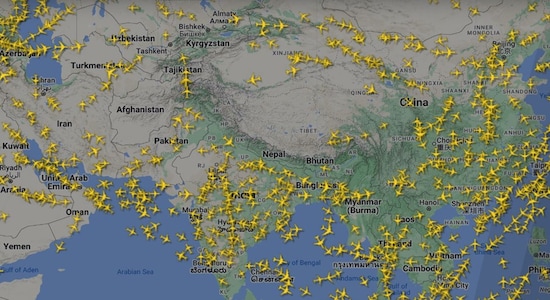 If you check any flight radar app (e.g. Flight Track), you won't see a single plane over the Tibetan Plateau. So why do airlines avoid the shortest straight route that would shorten the route to cross Asia? (Image: Flights Radar)