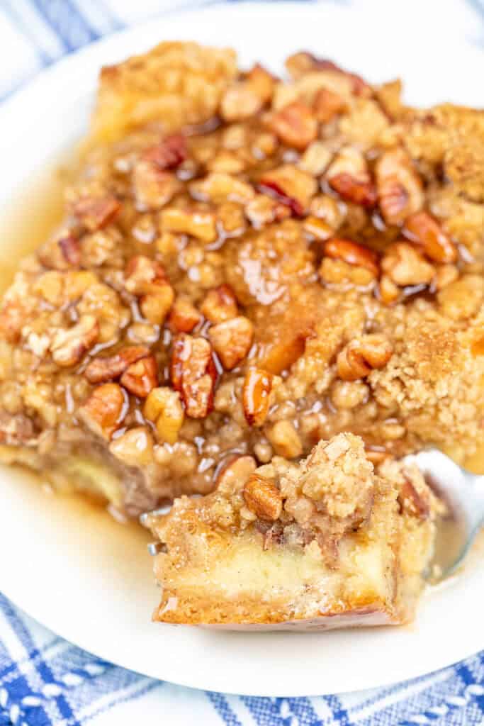 Cut a slice of French bread into a casserole dish