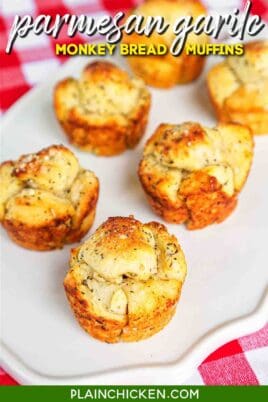 Garlic Monkey Bread Muffins on a Tray