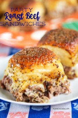 Roast beef sandwiches on a plate