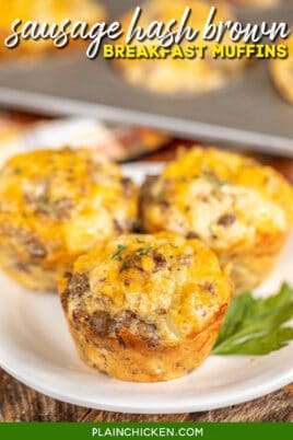 Plate of sausage muffins for breakfast