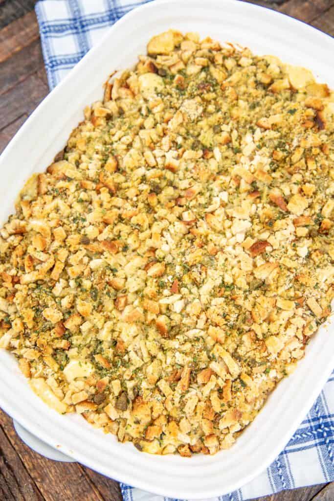 Baking dish for chicken and stuffing casserole