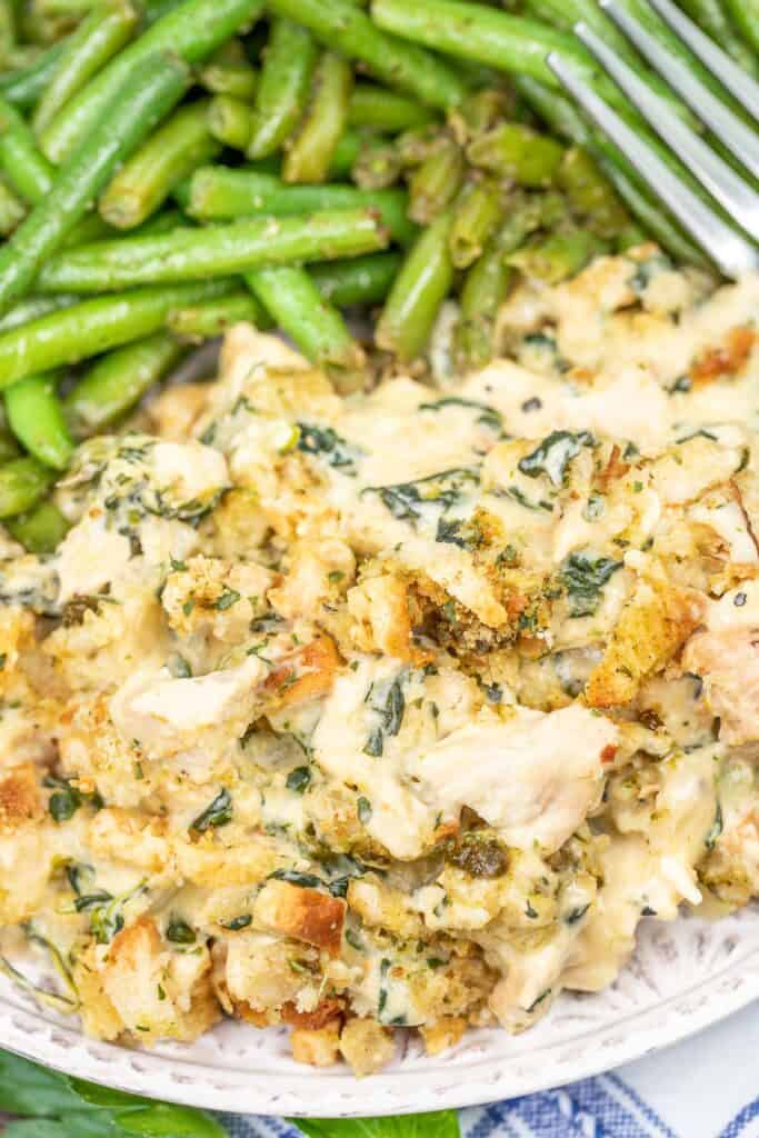 Chicken and stuffing casserole dish