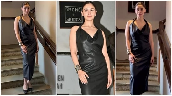 Alia Bhatt exuded effortless elegance in a chic backless black gown for Jigra promotions. The fitted dress featured a plunging neckline and eye-catching back detailing, which showcased her chic and bold style. (Instagram)