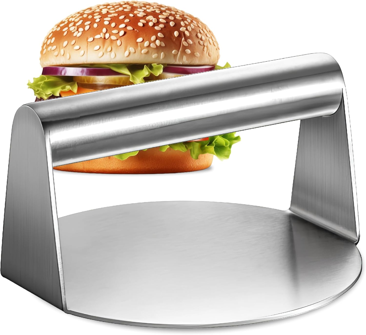 Stainless steel burger press