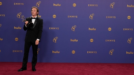 Jeremy Allen White poses in the press room during the 76th Primetime Emmy Awards. (Jae C. Hong/Invision/AP)