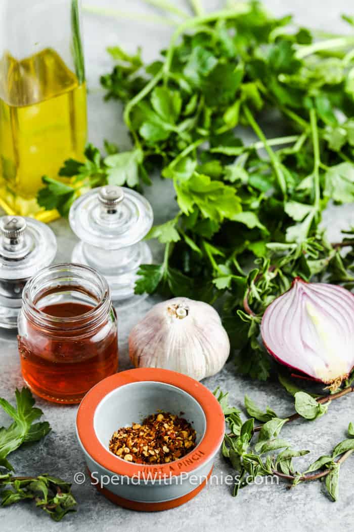 Ingredients to make Chimichurri Sauce