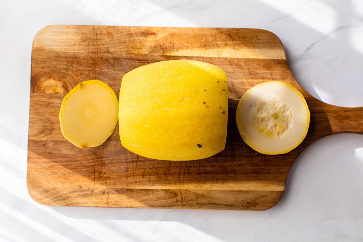 Spaghetti squash with ends trimmed