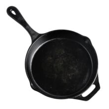 Cast iron skillet with white bottom