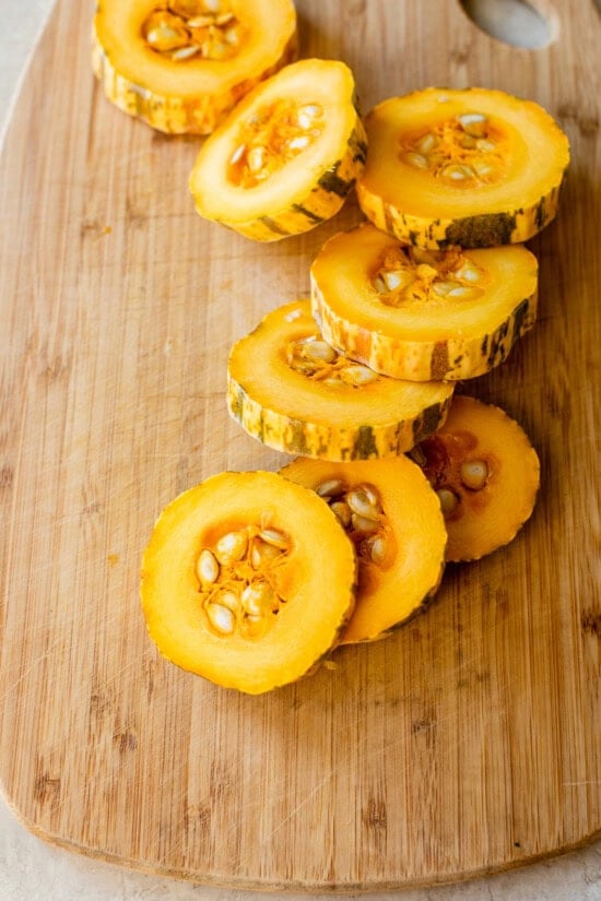 Delicata squash sliced