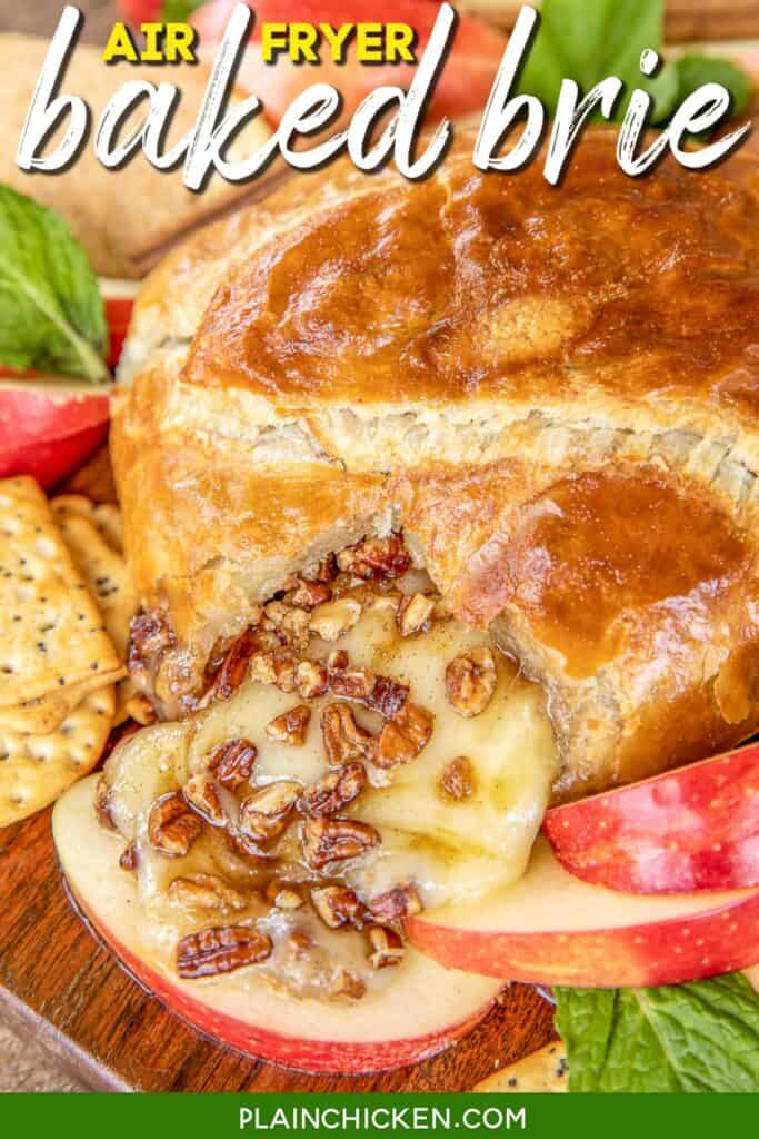 Baked Brie on a Tray with Crackers and Apples