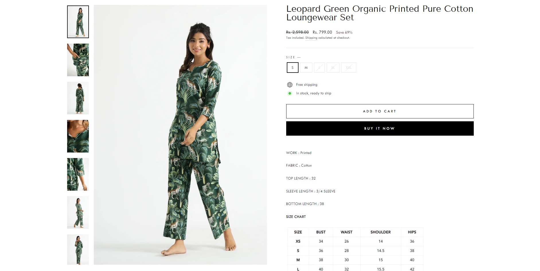 The matching loungewear set is available at a discount. (labelflavia.com)