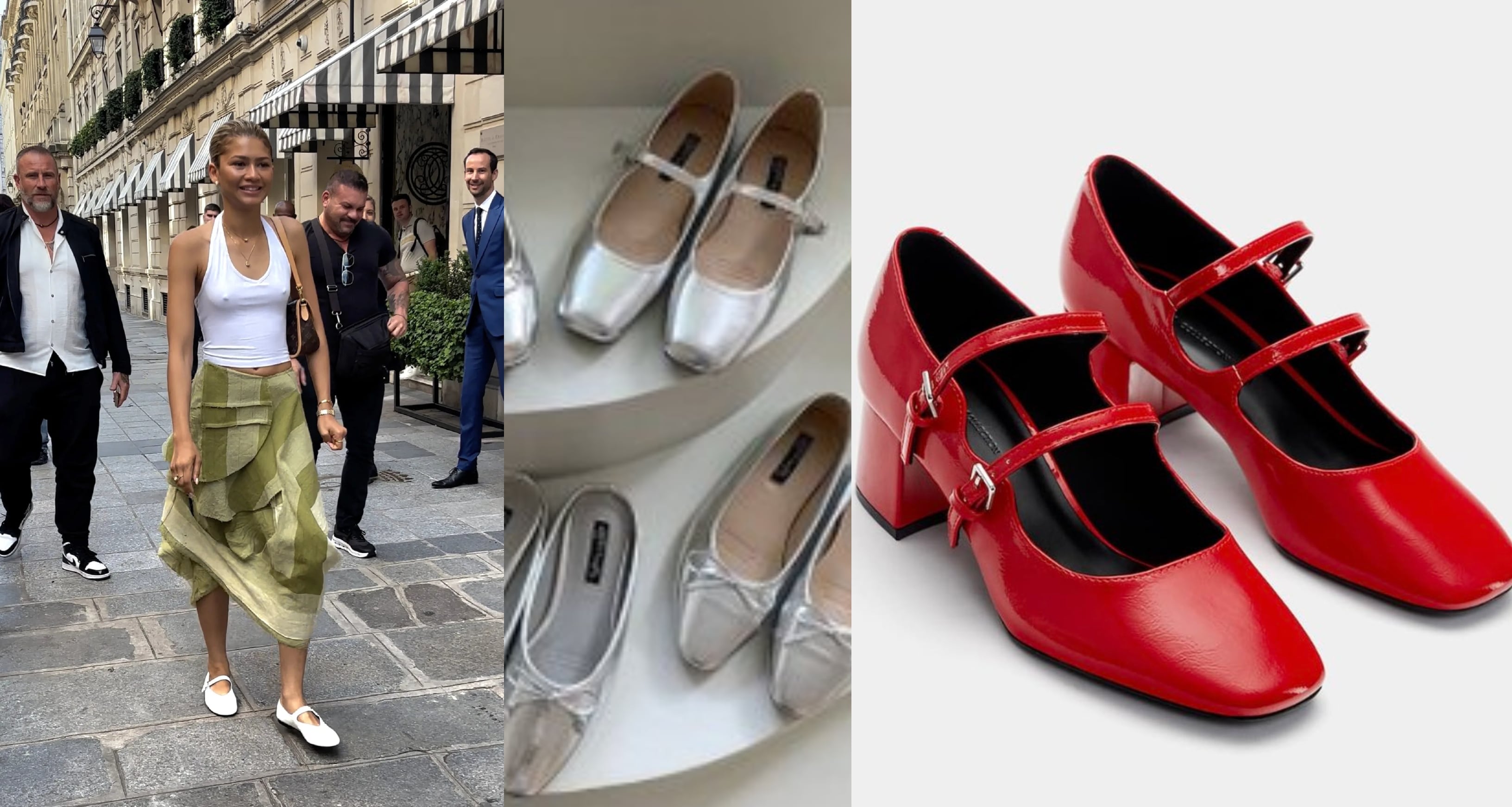 The Mary Jane variant of ballerina flats is in fashion: pictured on Zendaya