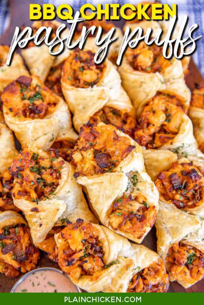 BBQ Chicken Puff Pastry Tray with Text Overlay