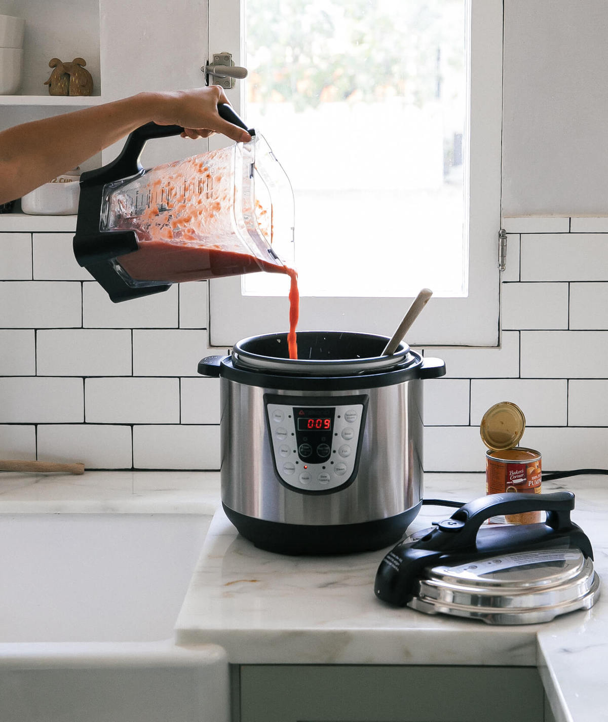 Tomato puree added to the pot. 