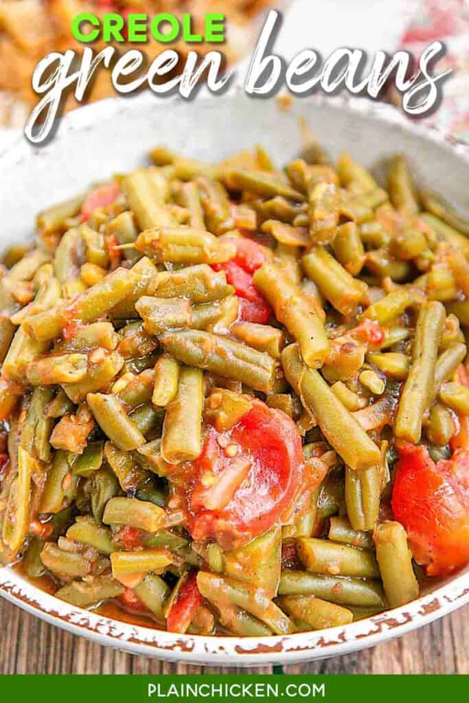 Bowl of green beans and tomatoes