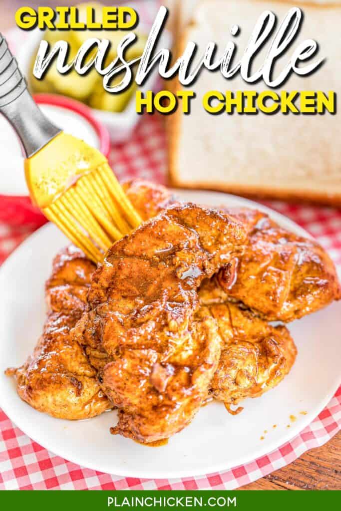 Grilled Nashville Spicy Chicken Platter with Text Overlay