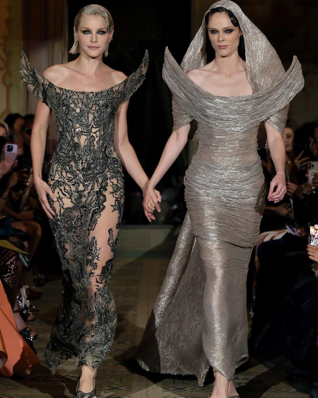 Hooded haute couture has become a trend, with designers experimenting with metallic, sheer and satin garments.