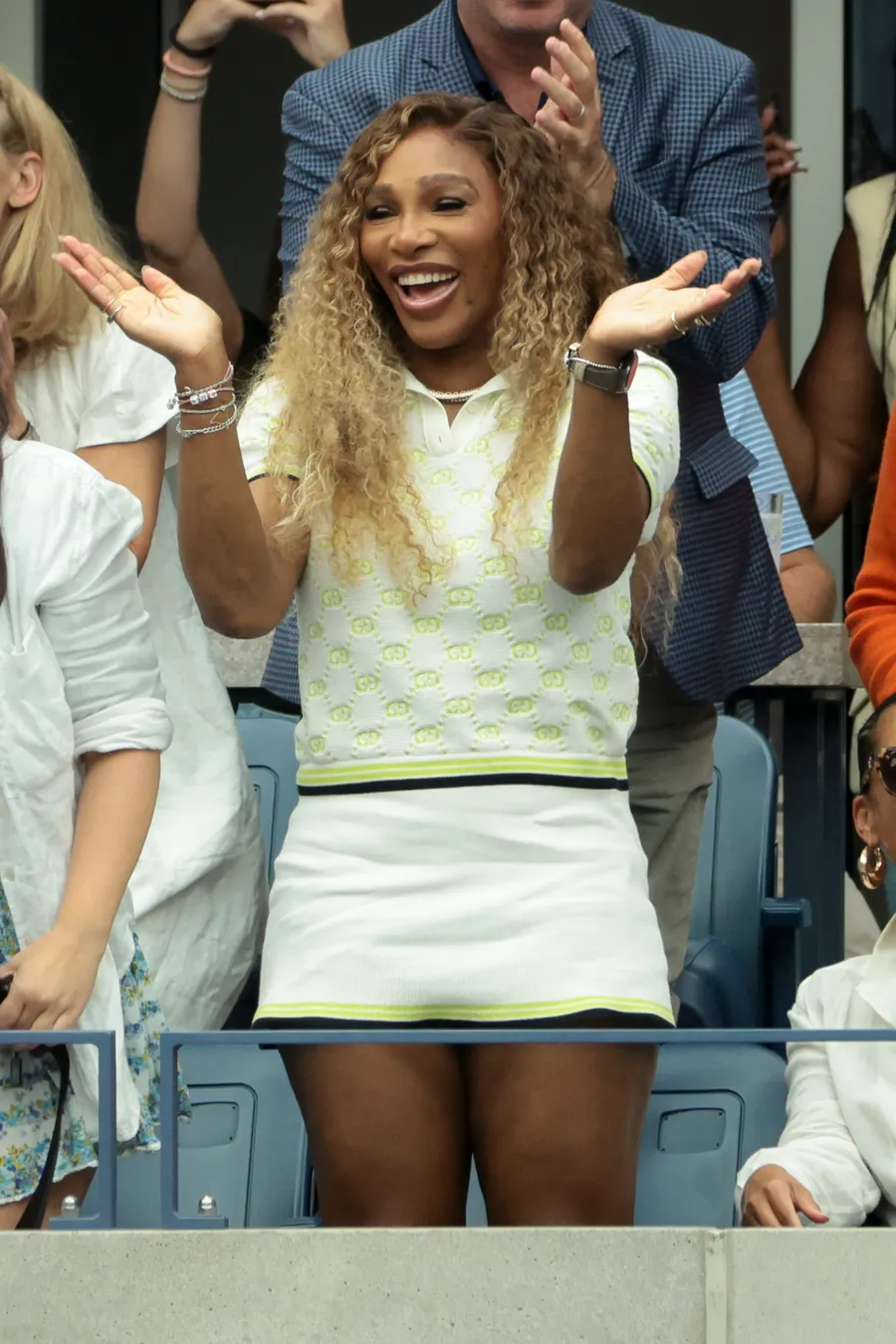 Serena Williams was spotted in a chic knitted tennis outfit.