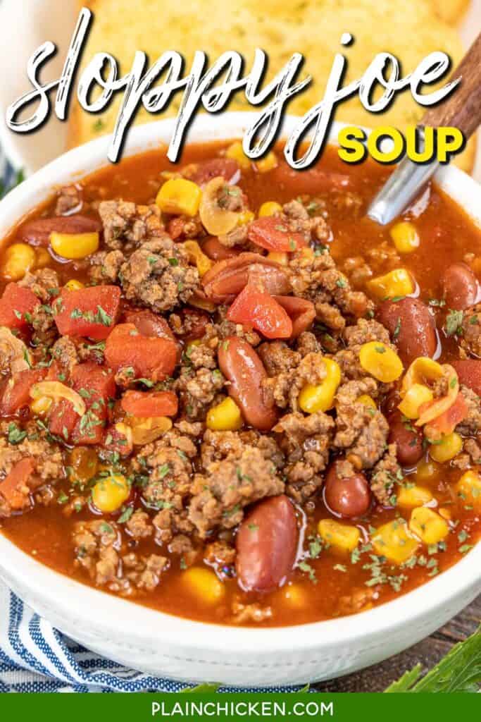 Sloppy Joe soup bowl with text overlay