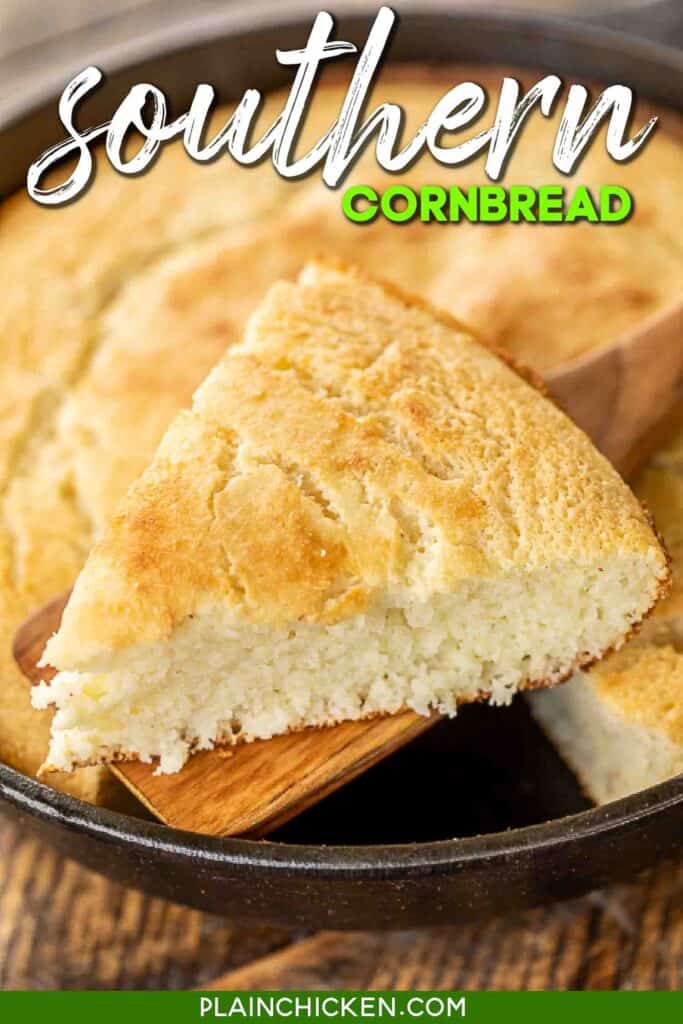 slice of cornbread on spatula