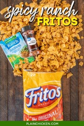 Bag of chips with ranch dressing and red pepper flakes