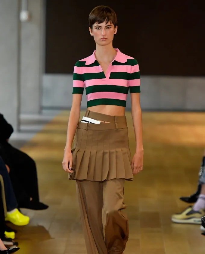 The collection had a back-to-school vibe and the pleated skirts paired with trousers were a fresh and unexpected trend.