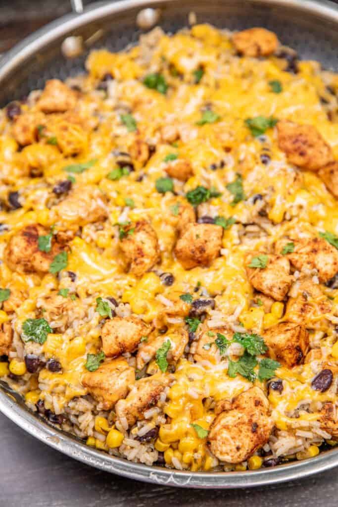 Black Bean Skillet with Cheese, Chicken and Rice