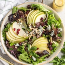 a pear salad prepared in a bowl