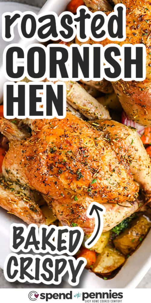 Crispy Oven Roasted Cornish Hen with Writing