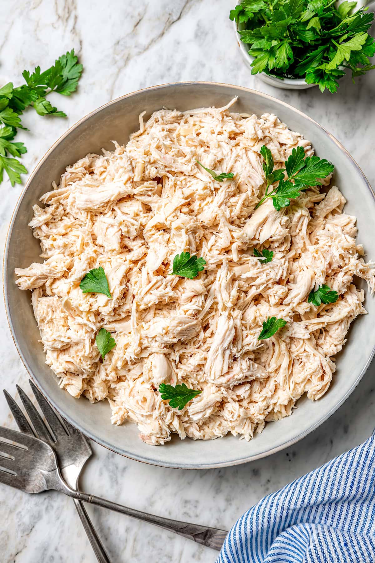 Crockpot Shredded Chicken in a Bowl