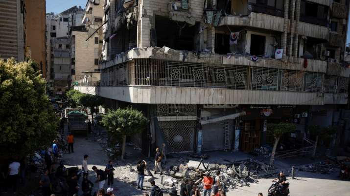 India Tv - The aftermath of an Israeli attack in the Bachoura neighborhood in central Beirut.