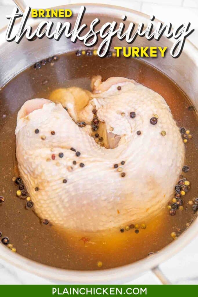 brined turkey in a pot